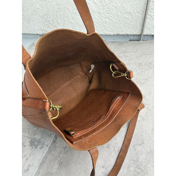 Madewell Brown English Saddle Leather Transport Shoulder Bag Tote Tan Size M - Picture 4 of 8